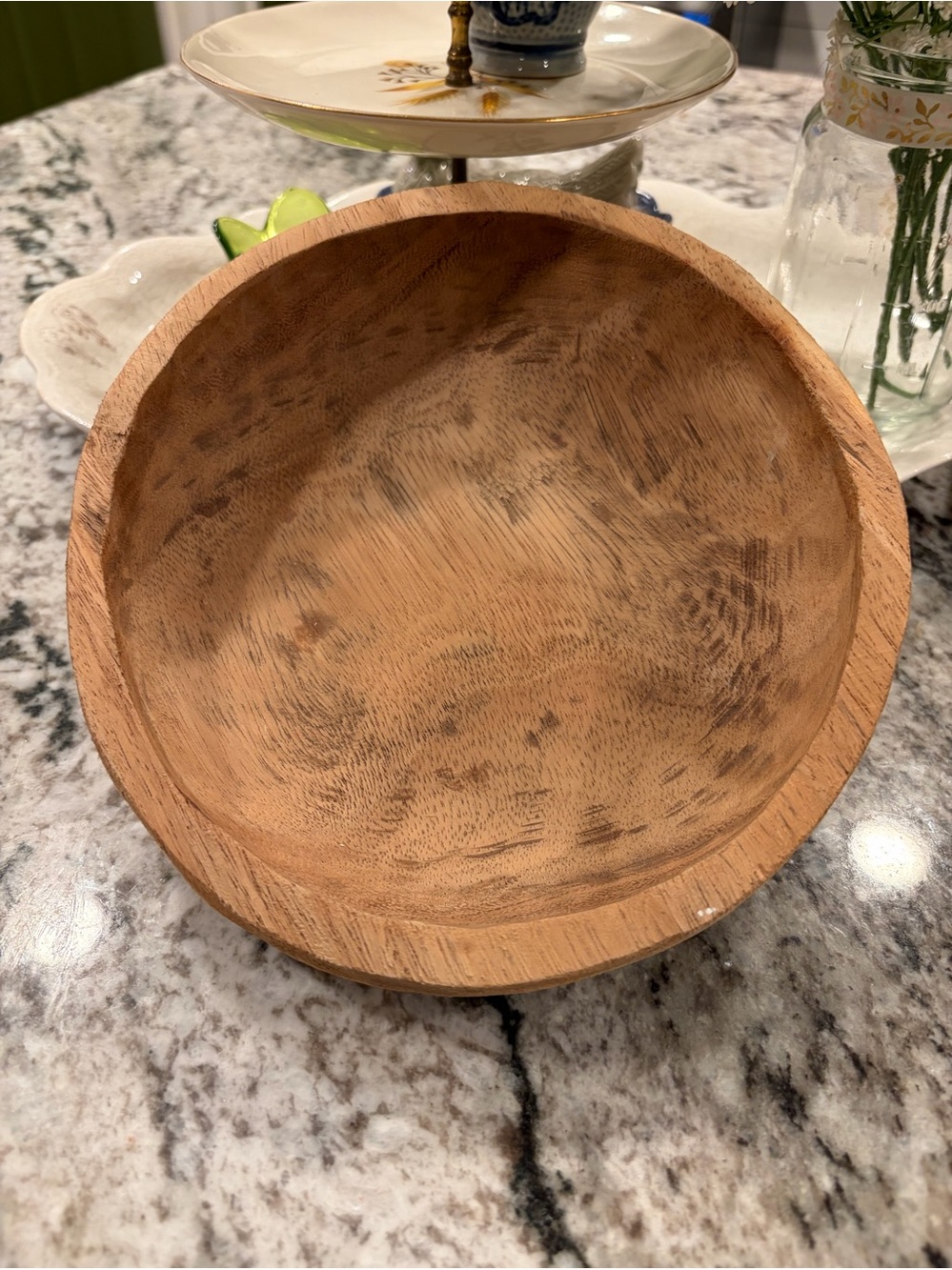 Handcrafted Natural Wood Serving Bowl - Brown